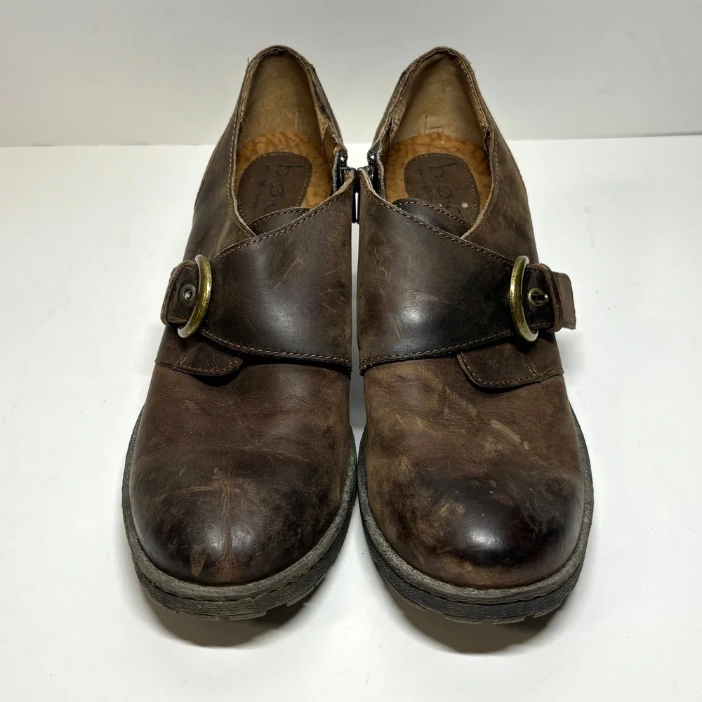 b.o.c.‎ Born Concept Shooties Womens 11 Brown Leather Distressed Monk Strap
